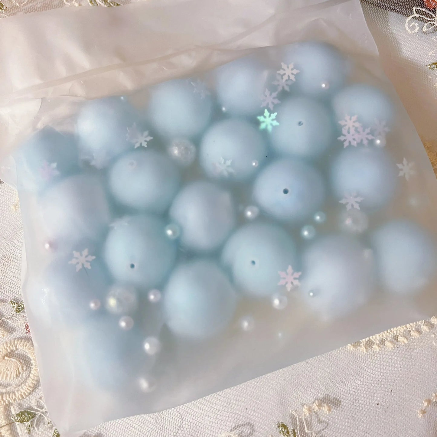 Icy Blue Snow Mist Soft-Touch Squishy Bag