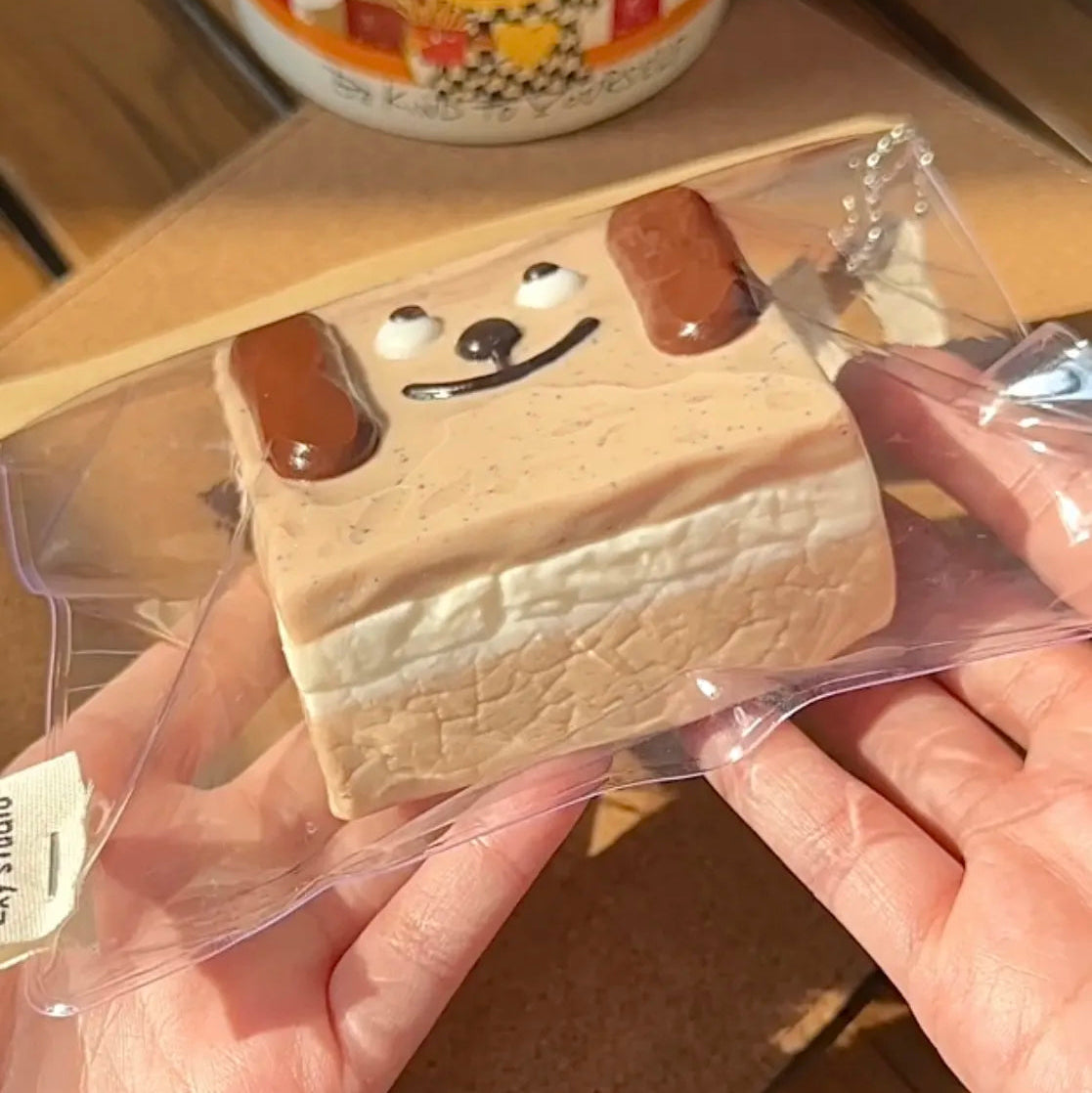 Puppy Black Tea Cake Taba Squishy Toys