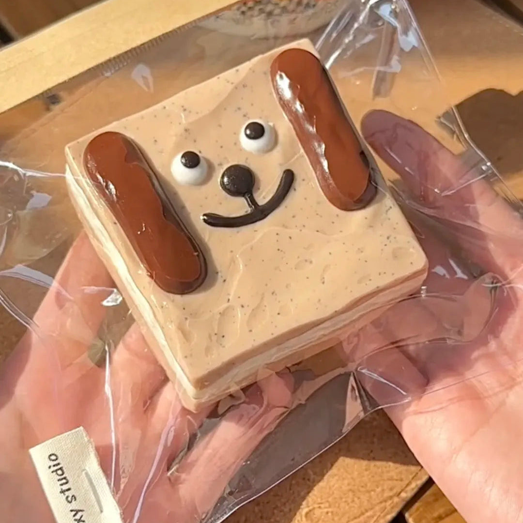 Puppy Black Tea Cake Taba Squishy Toys