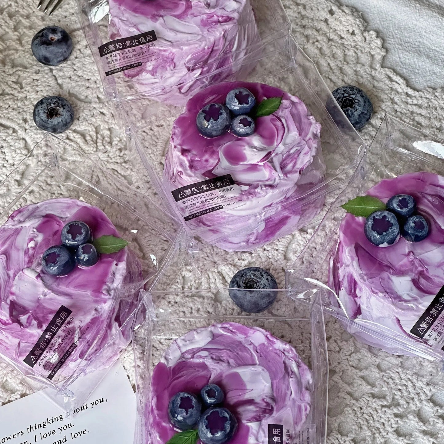 Handmade Food-Grade Silicone Blueberry Swirl Cake Fidget Toy