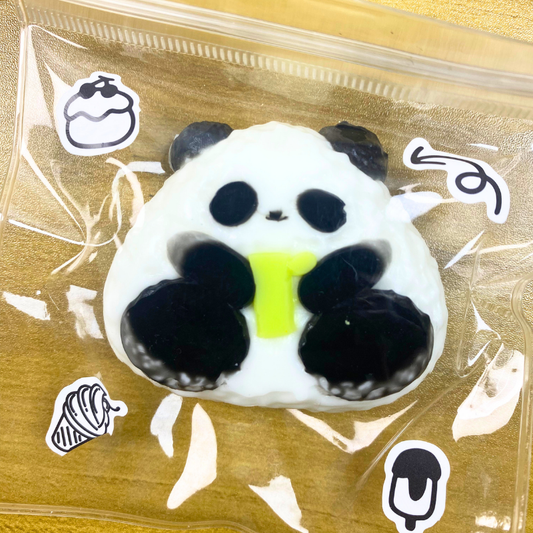 Chubby Panda Squishy Toy with Bamboo
